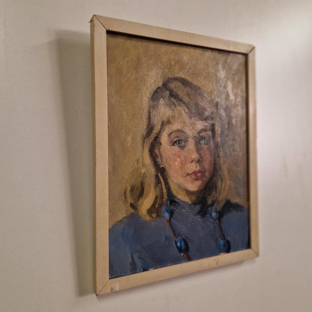 Mari Trappeniers Oud Schilderij Portret Olieverf Op Doek image 3