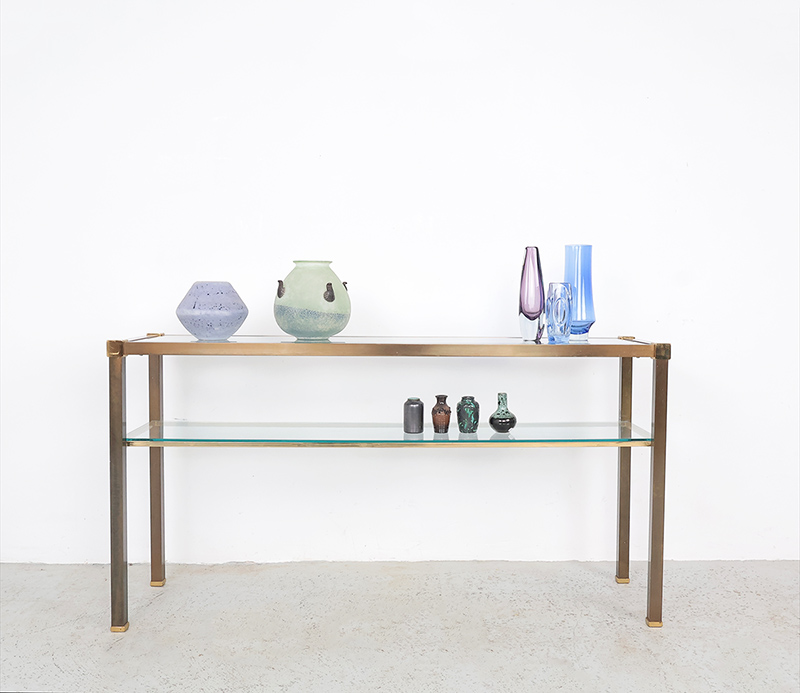 Messing En Glas Consoletafel, 1970s image 3