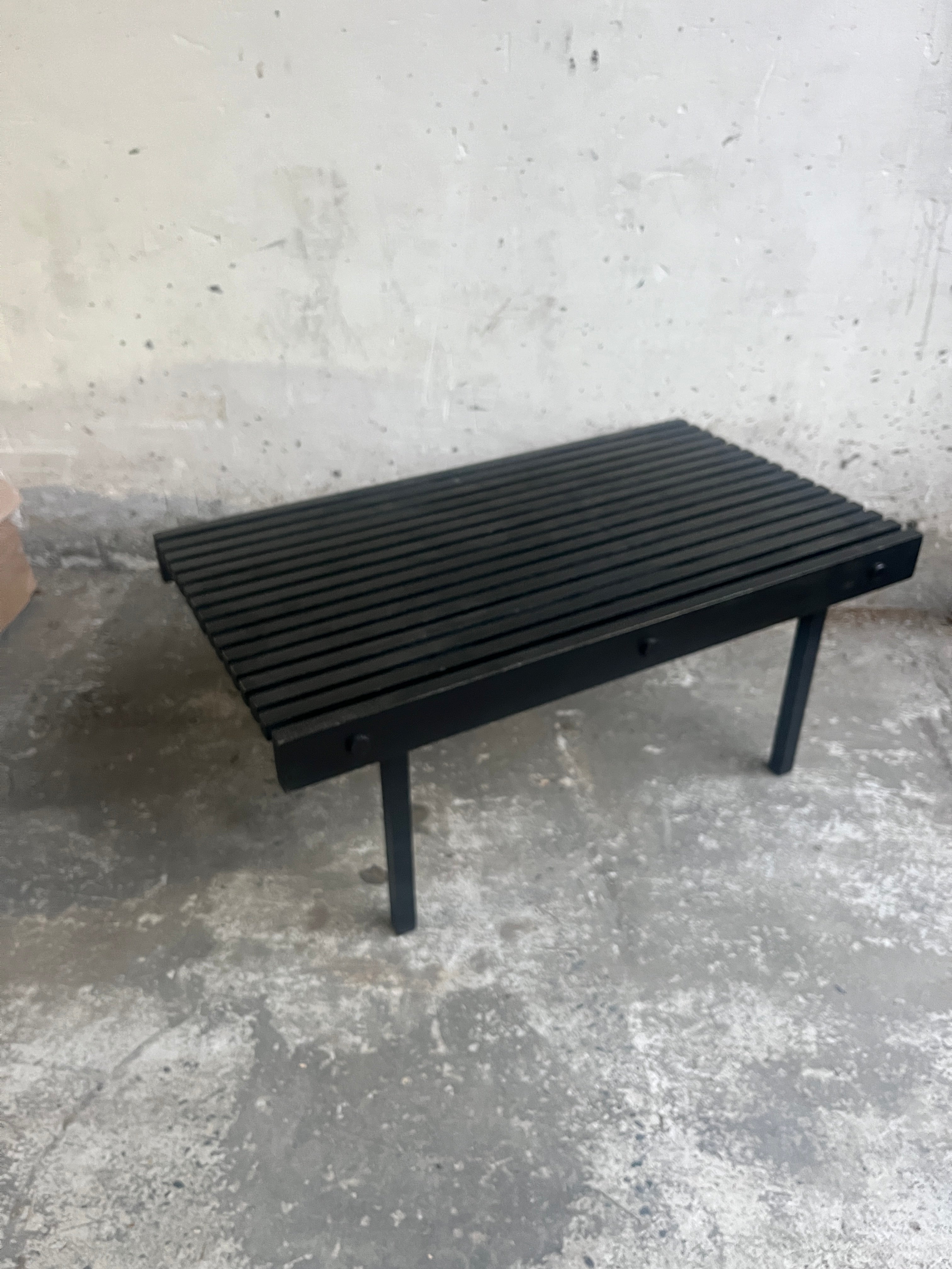 Slatted Black Wooden Bench / Coffee Table image 7