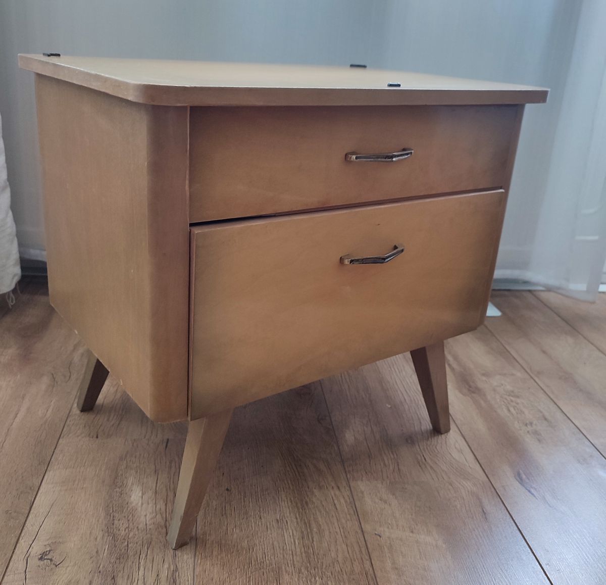 Vintage Nachtkast Bedside Table Nachtkastje Hout Lade image 6