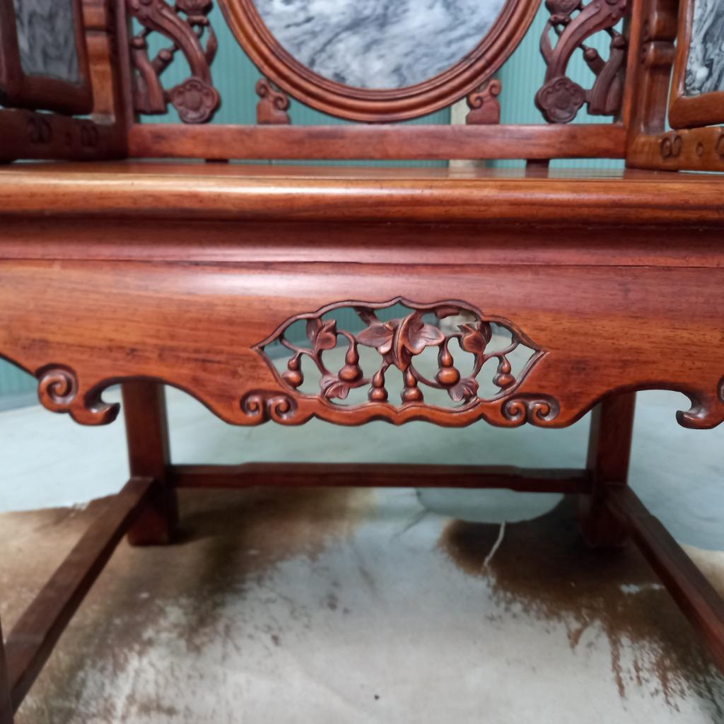 Antiek Palissander Bureau Met Ingelegd Marmer En Bijpassende image 10