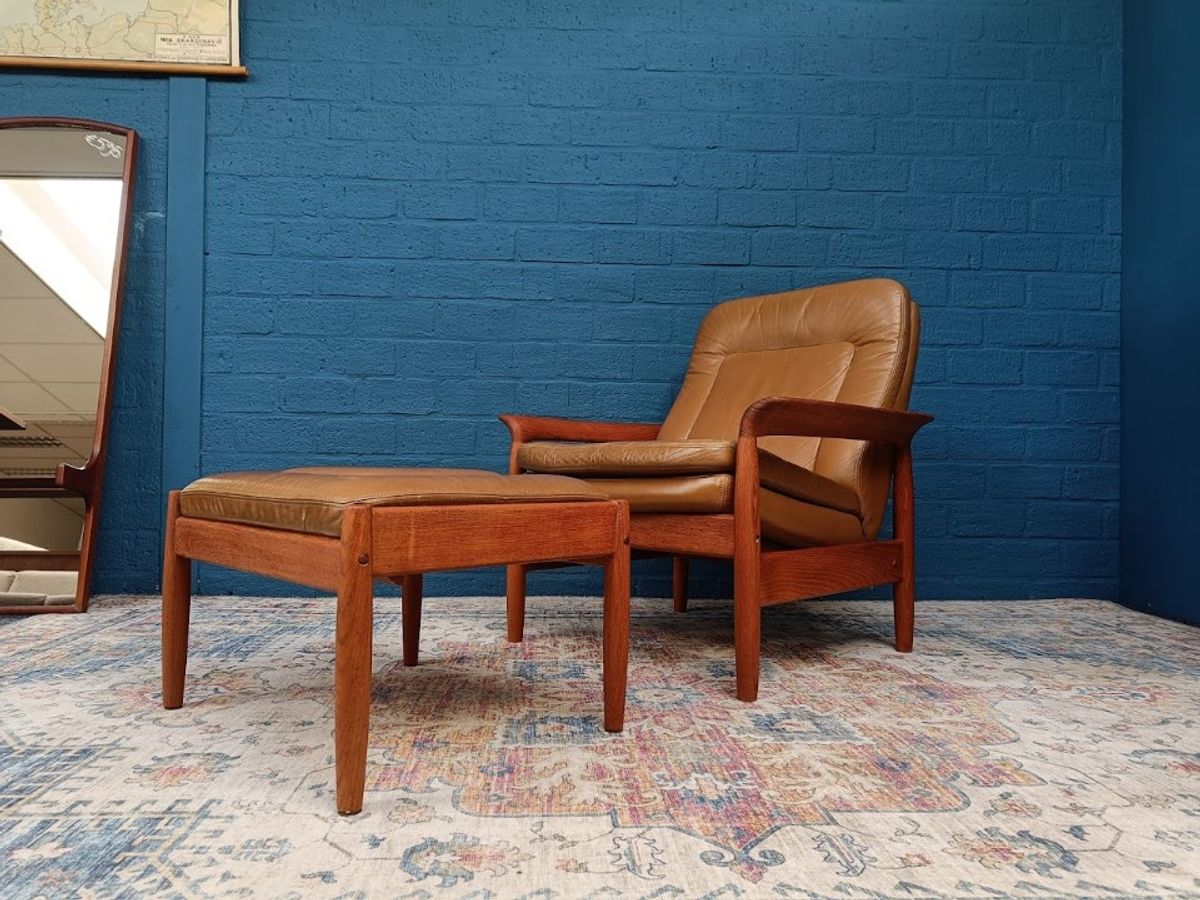 Vintage Fauteuil Met Voetenbank, Deens Design image 7