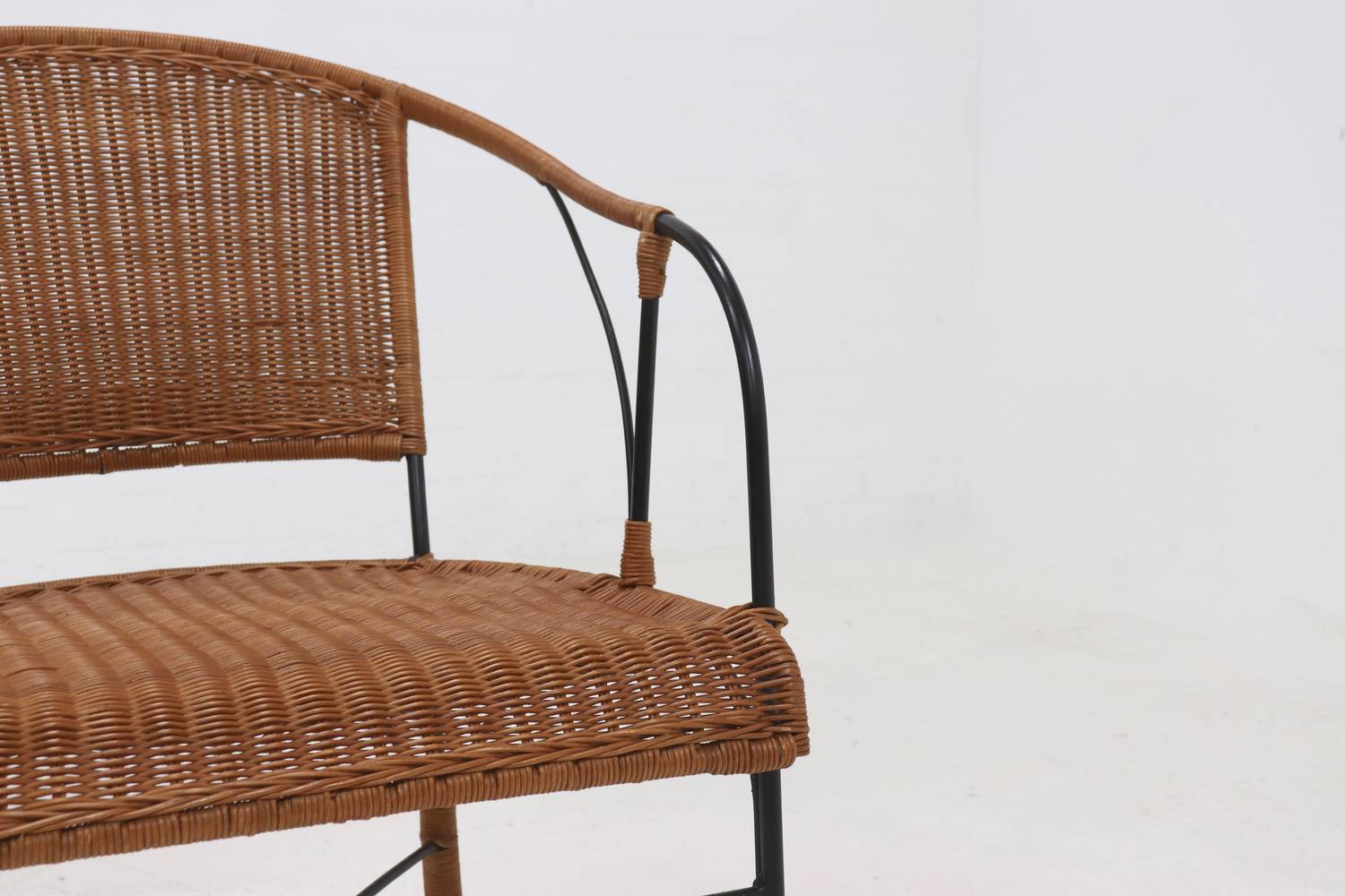 Decorative Wrought Iron And Rattan Side Chair 1970S image 6