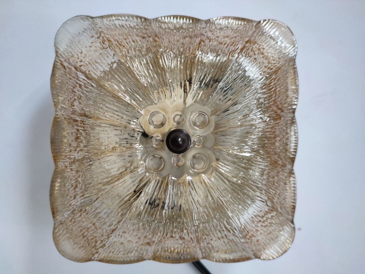 Vintage Plafondlamp Plafonnière Wandlamp Jaren '60 Sixties Glas Amber image 2