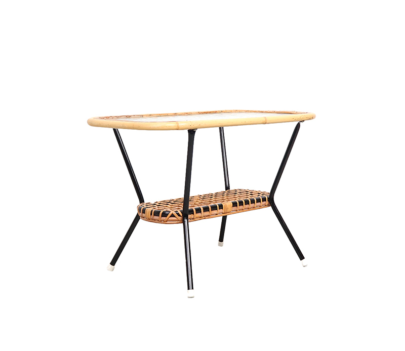 Vintage Rohé Rotan En Glas Salontafel, 1960s image 2