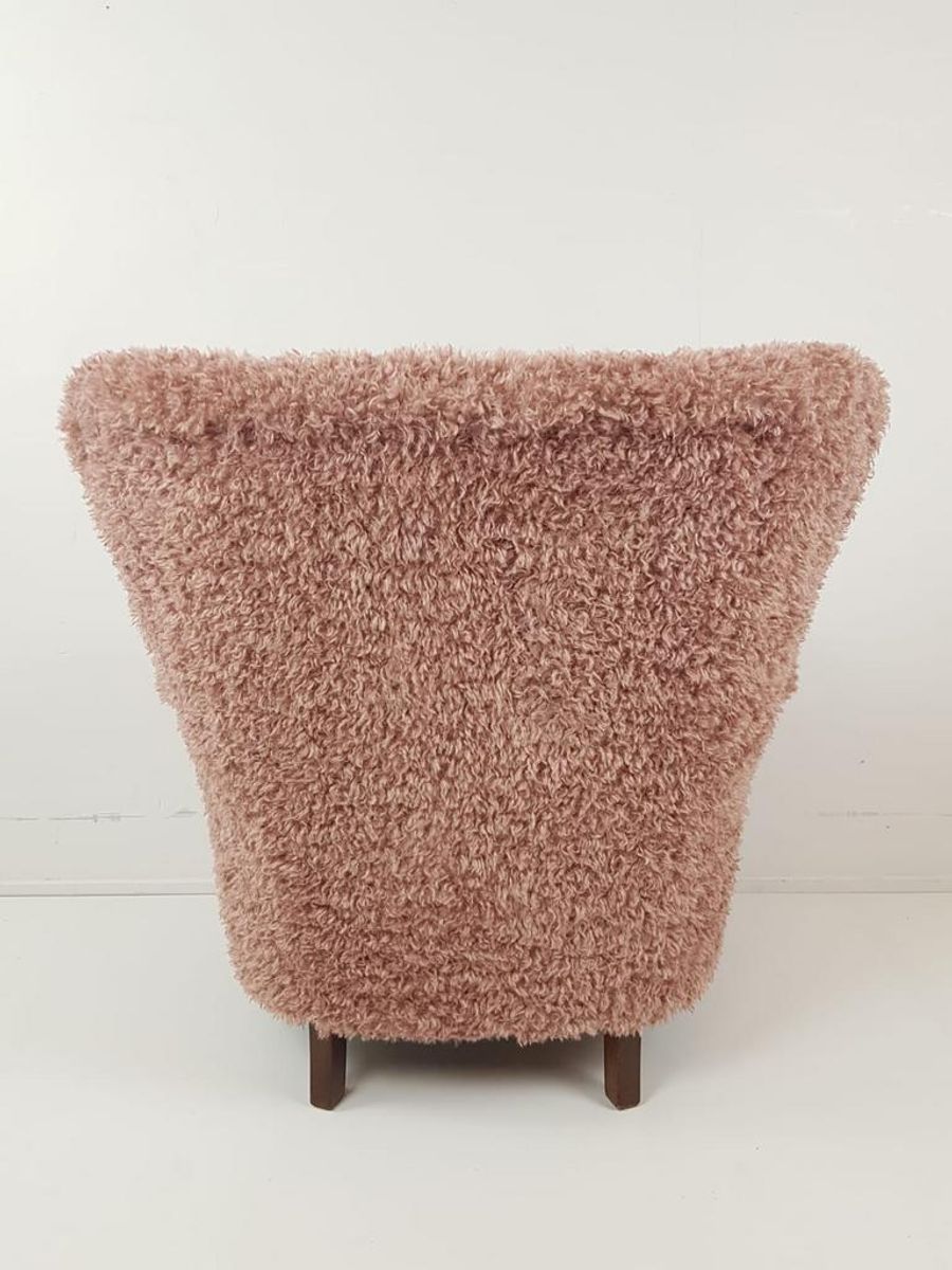 Vintage Fauteuil Nieuw Gestoffeerd Roze Doodle image 8