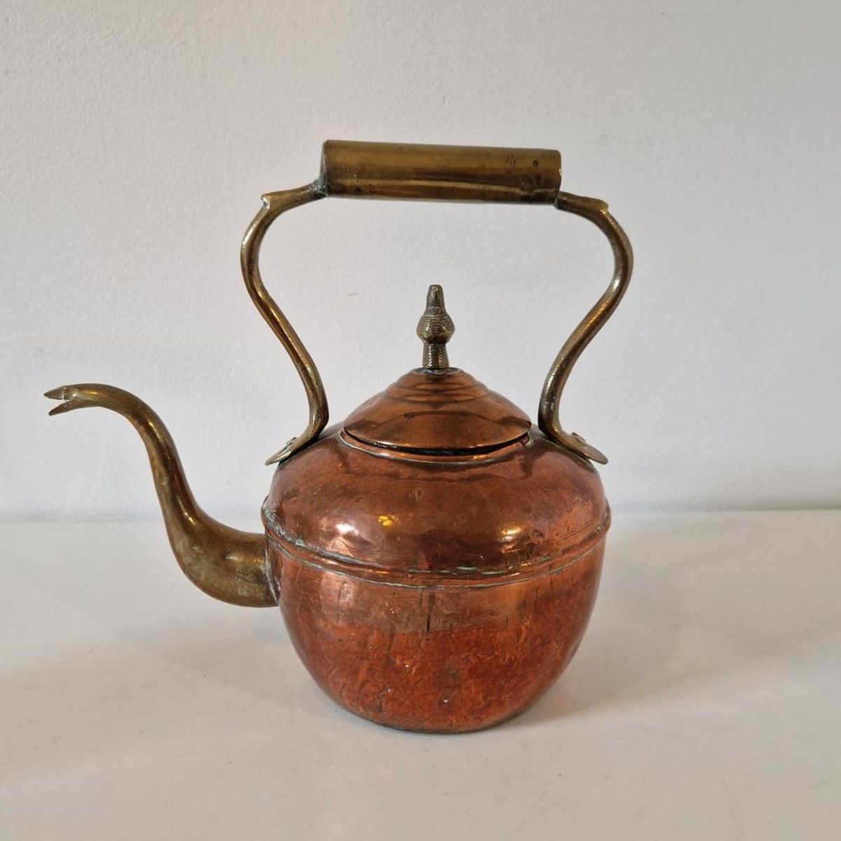 Antieke Ketel Rood En Geel Koper image 5