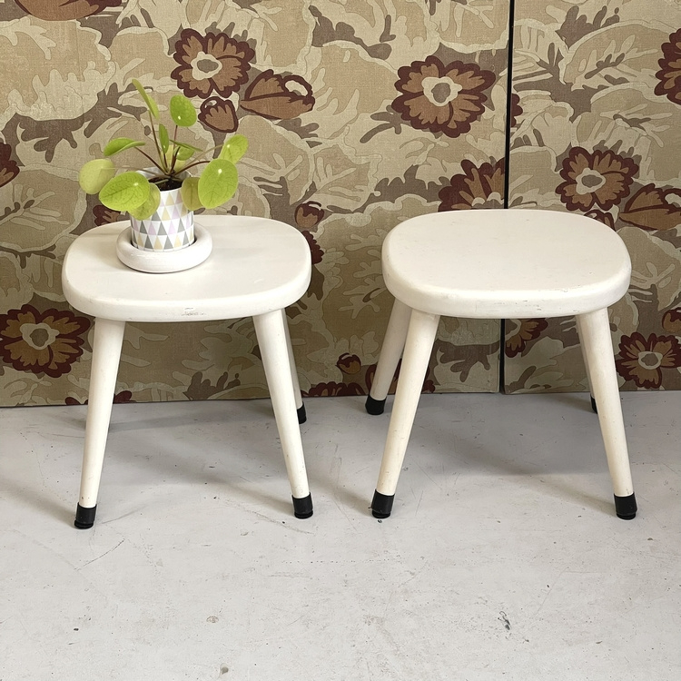 Vintage Schoolkrukje Wit Bijzettafel Retro image 5