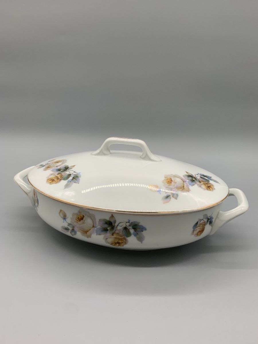 Grote Dekschaal Terrine Epiag Wille & Co Amsterdam Rozenprint image 2