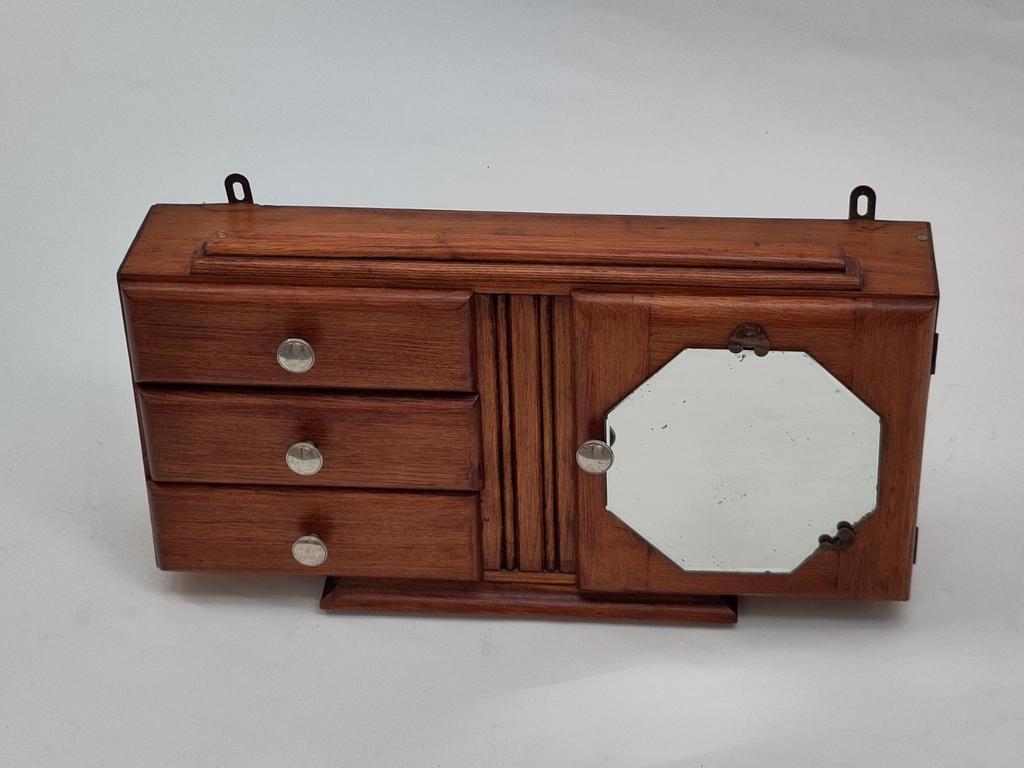 Vintage Houten Art Deco Kastje Medicijnkastje Hout image 9