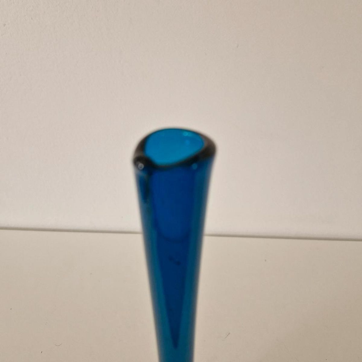 Vintage Petrol Blauwe Glazen Vaas Fles Vaasje Jaren 60 image 6