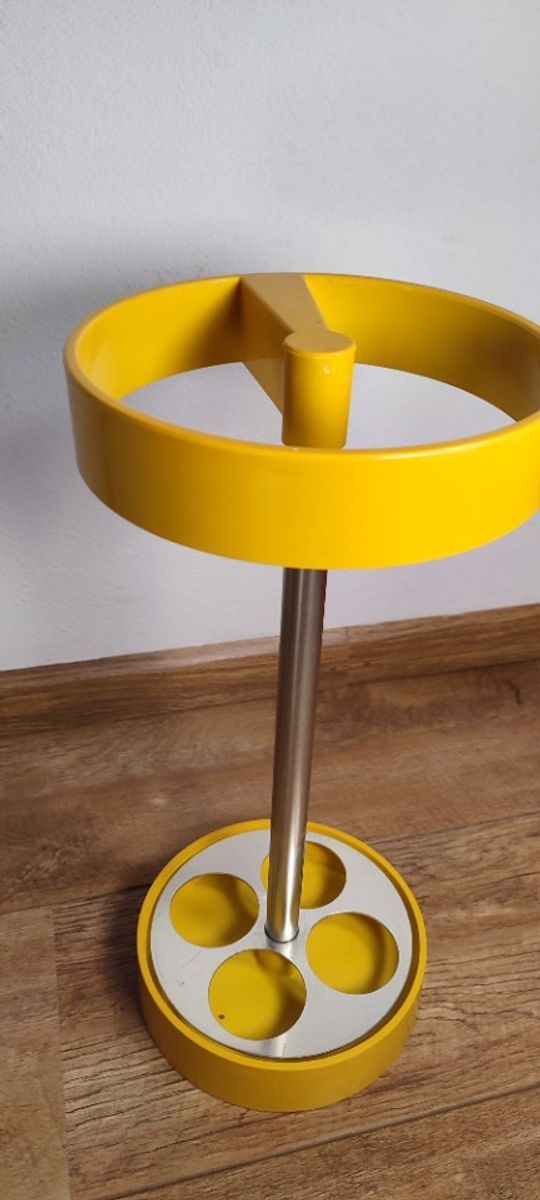 Space Age Design Paraplubak Plastic Geel Vintage Paraplu Standaard image 5