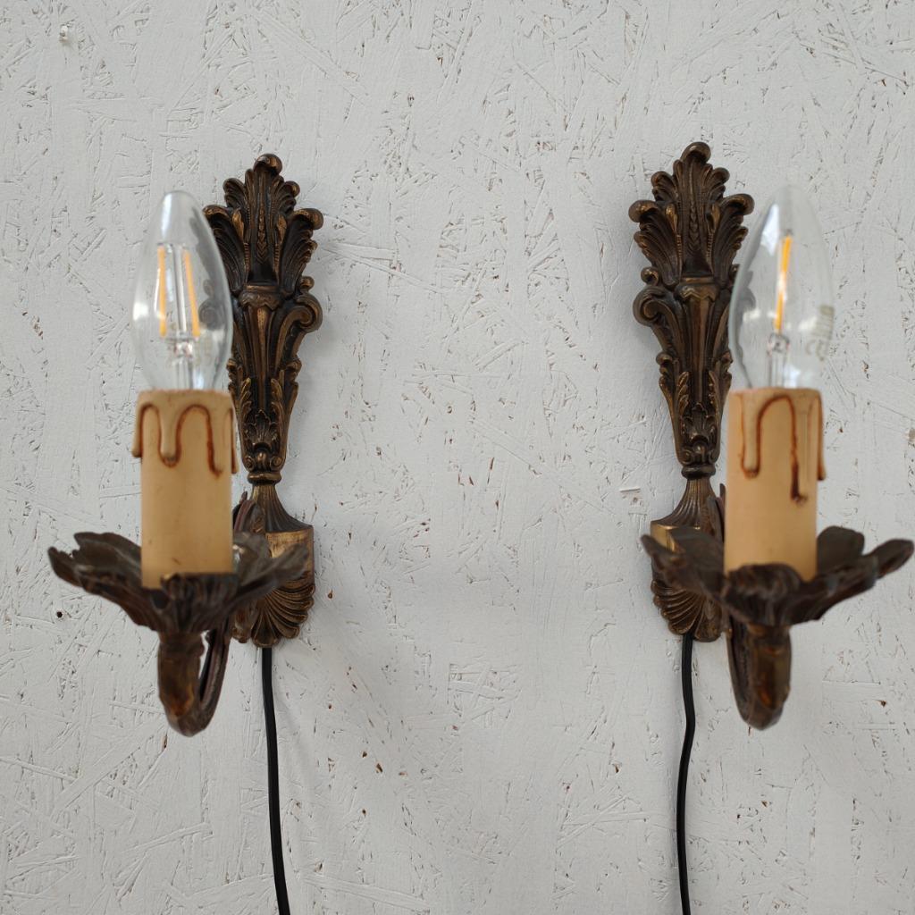 Vintage Messing Hollywood Regency Wandlampjes Bedlampjes Set Prijs image 2