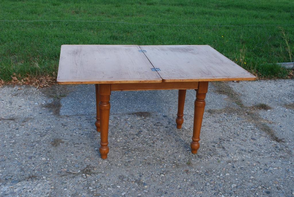 Antieke Grenen Tafel Met Uitklapbaar Blad image 10