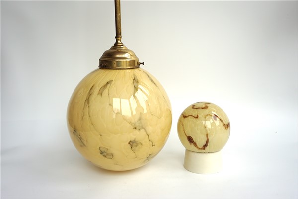 Art Deco Glazen Hanglamp Gemarmerd image 3