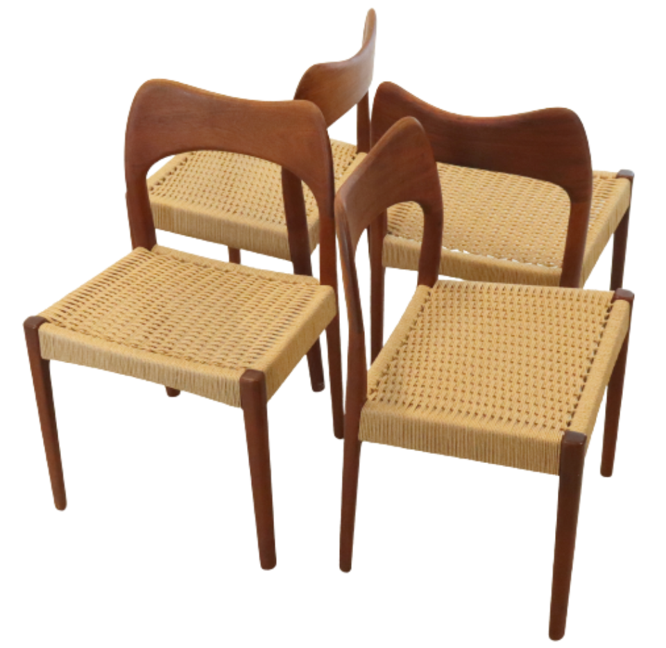 Set 4 Stoelen Papercord Arne Hovmand Olsen Vintage image 6