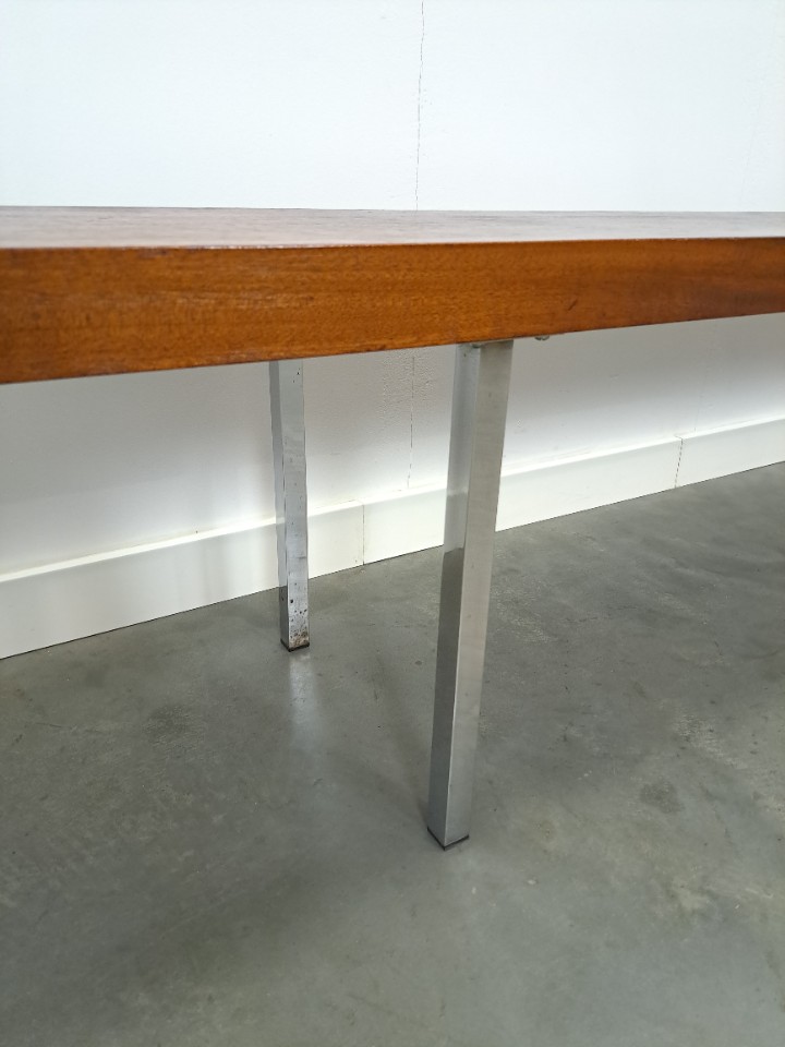 Massief Mahonie Houten Bank Met Chromen Poten image 6