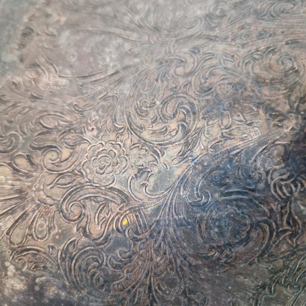 Antieke Serveerschaal Zilverkleurige Schaal Bord image 5