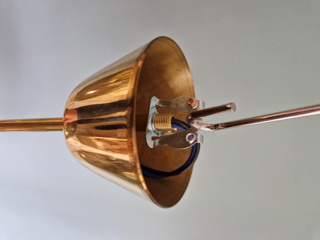 Grande Suspension En Laiton Et Verre Fumé Bullé, 1970 image 9