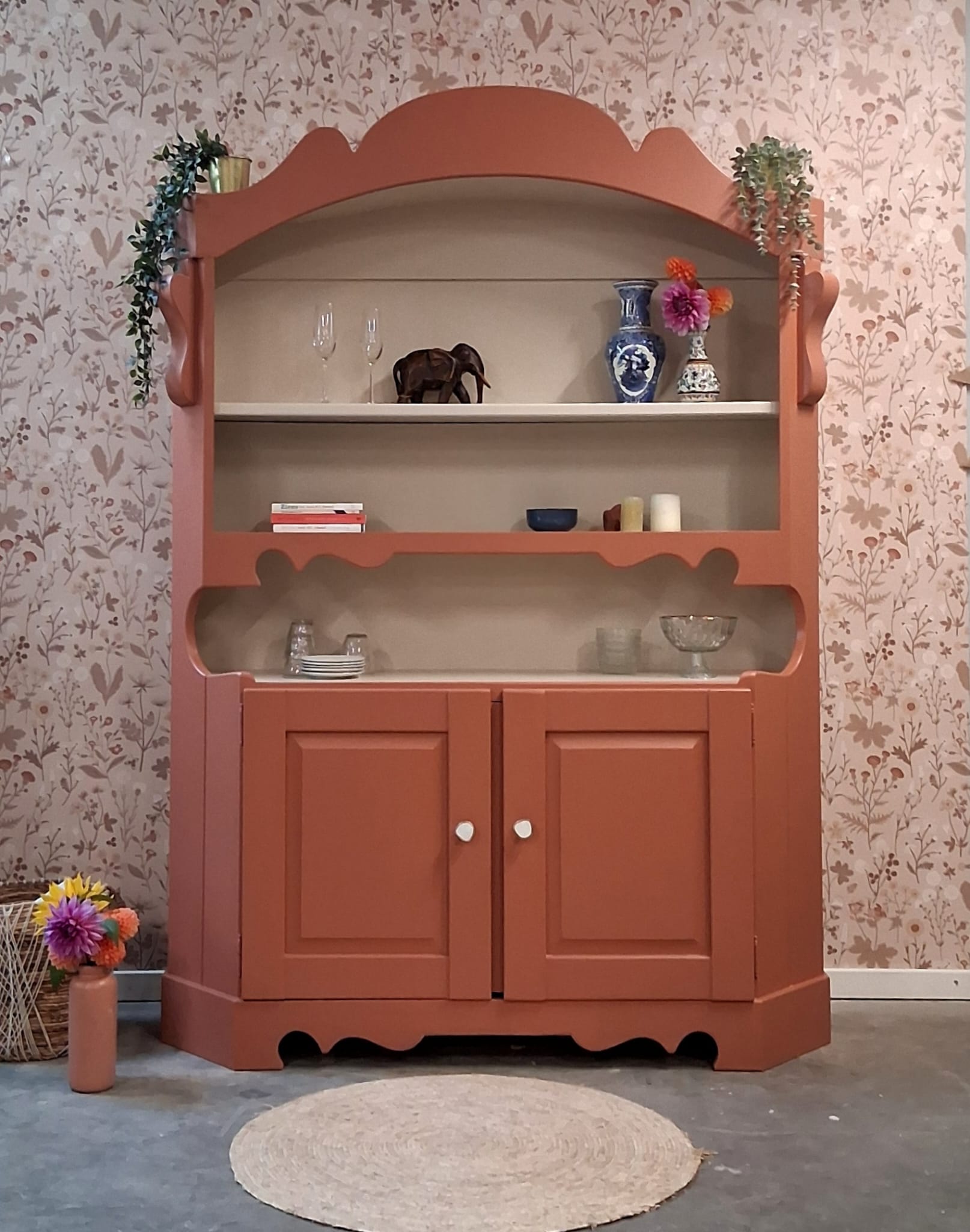 Vintage Retro Buffetkast Zachte Terracotta Kleur image 4