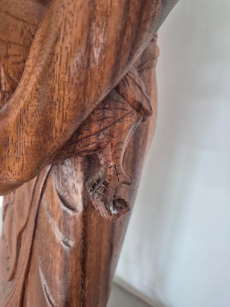 Groot Balinees Beeld Man Met Haan Bali Hout 105 Cm image 10