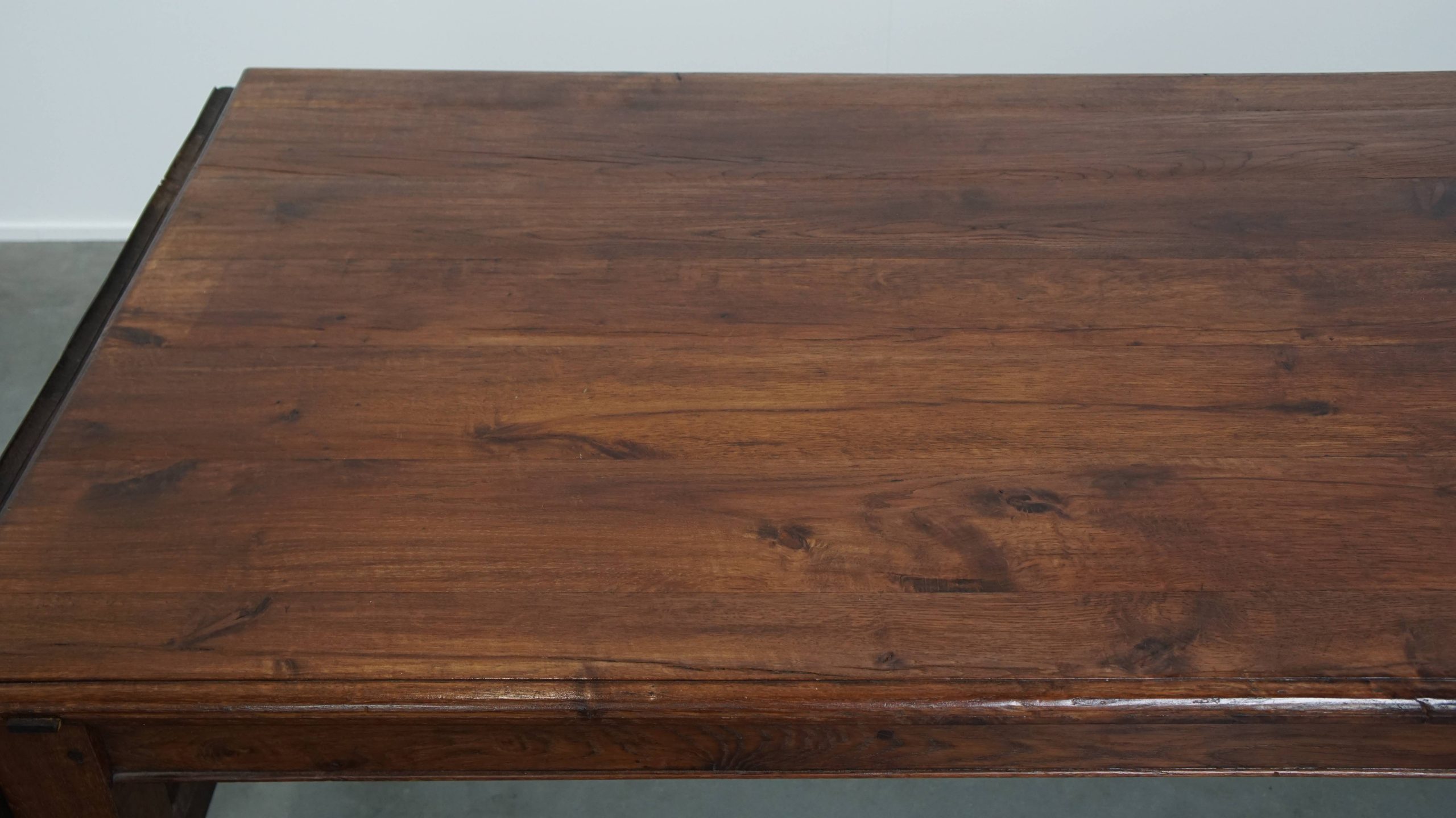 Unieke Antieke Eikenhouten Eettafel Uit Begin 1900 Met Aan Één Kant Een Uitklapbaar Blad image 12