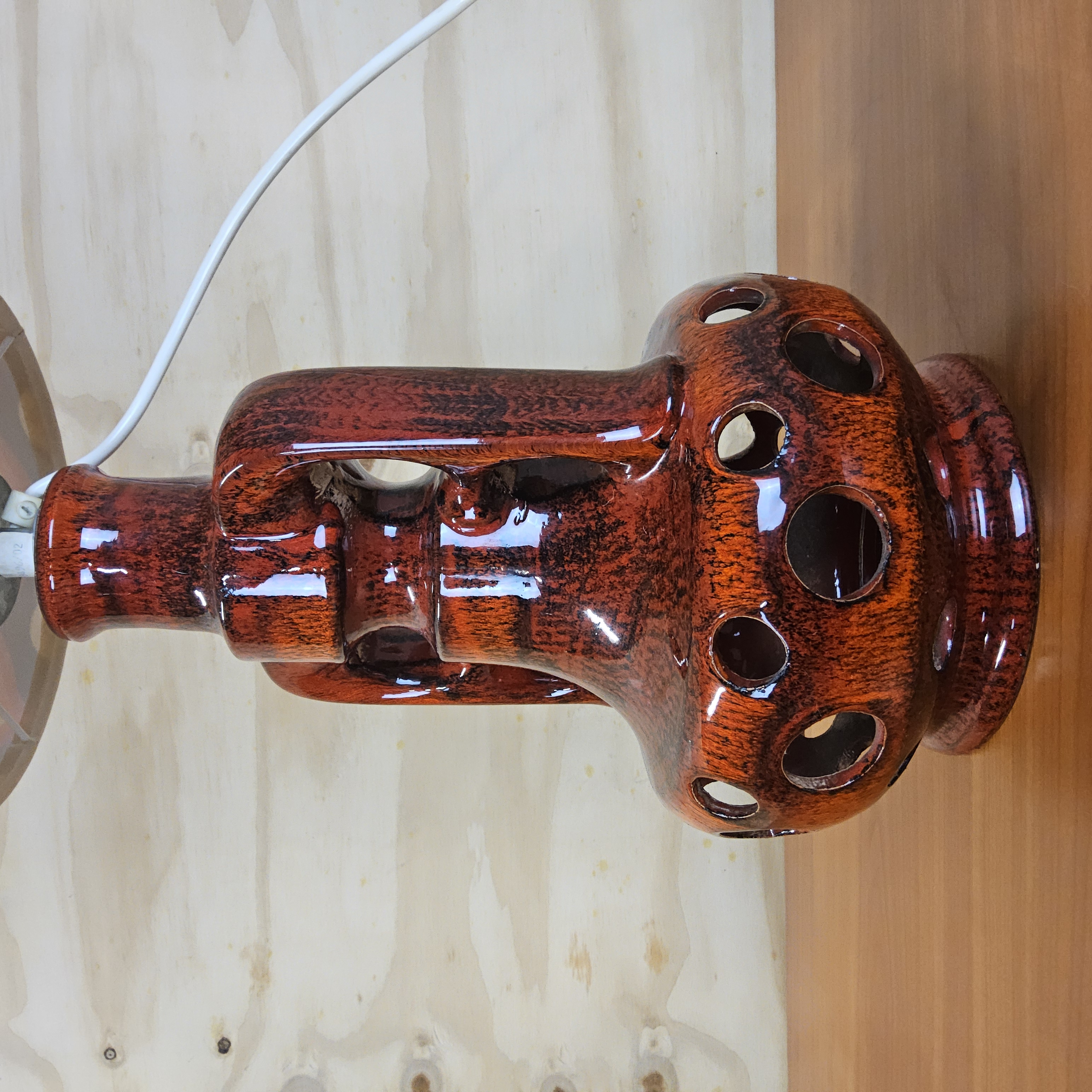 Vintage Keramieken Fat Lava Tafellamp (70s) Scheurich West Germany Lamp (jaren 70) Patroon Kap image 5