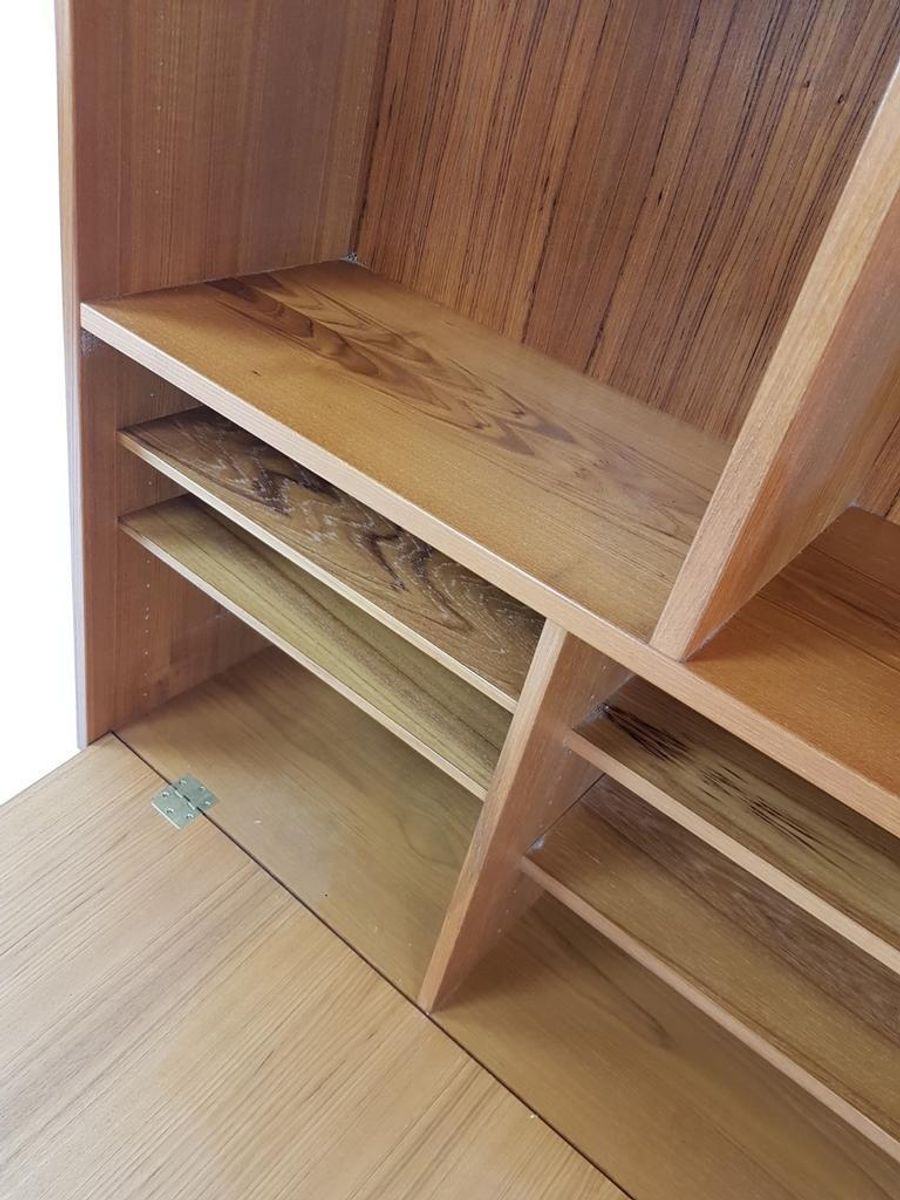 Vintage Deense Boekenkast Met Klep Teak Fineer image 4