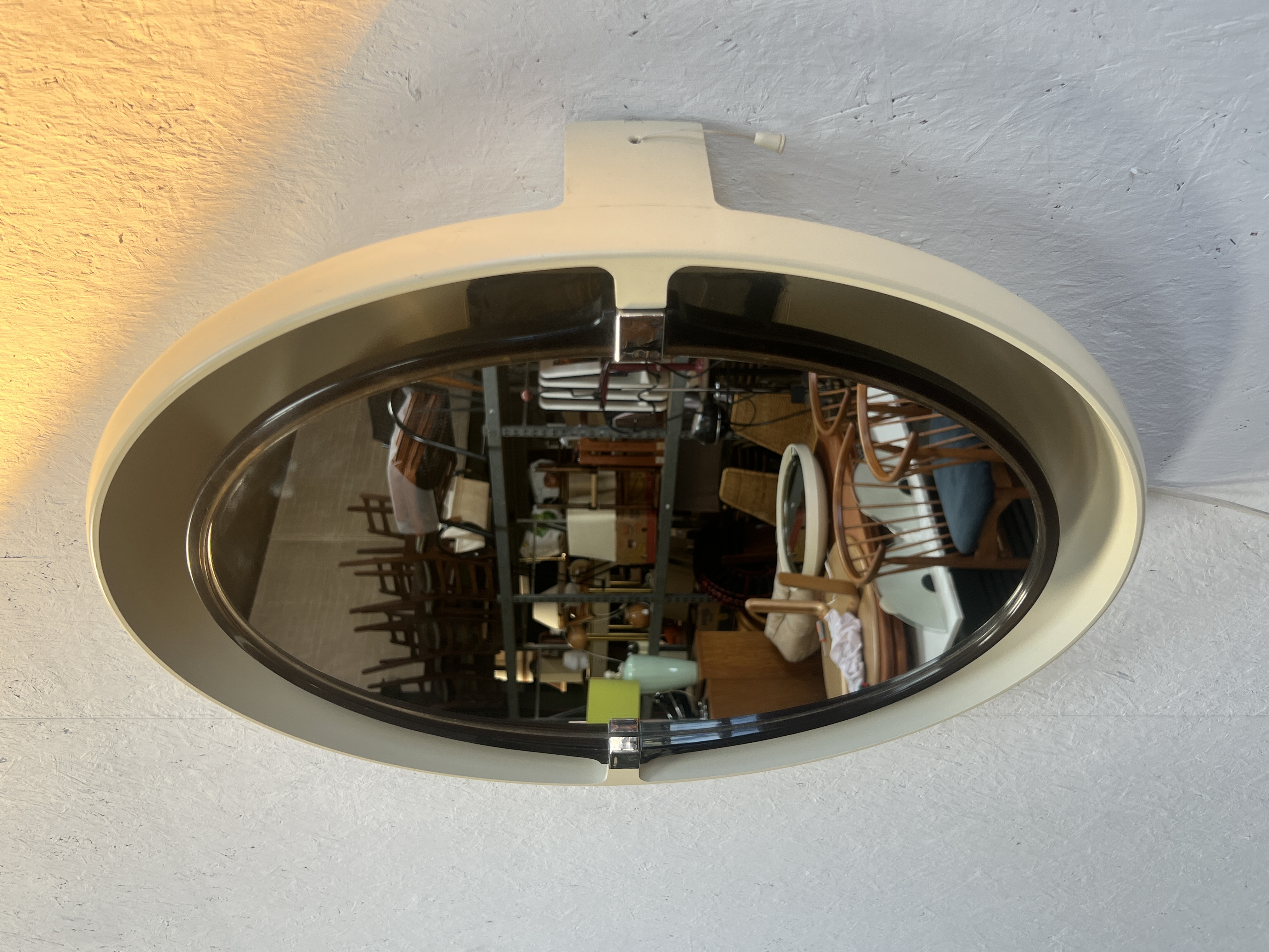 Vintage Ovale Spiegel Met Verlichting, Allibert, 1970's image 15