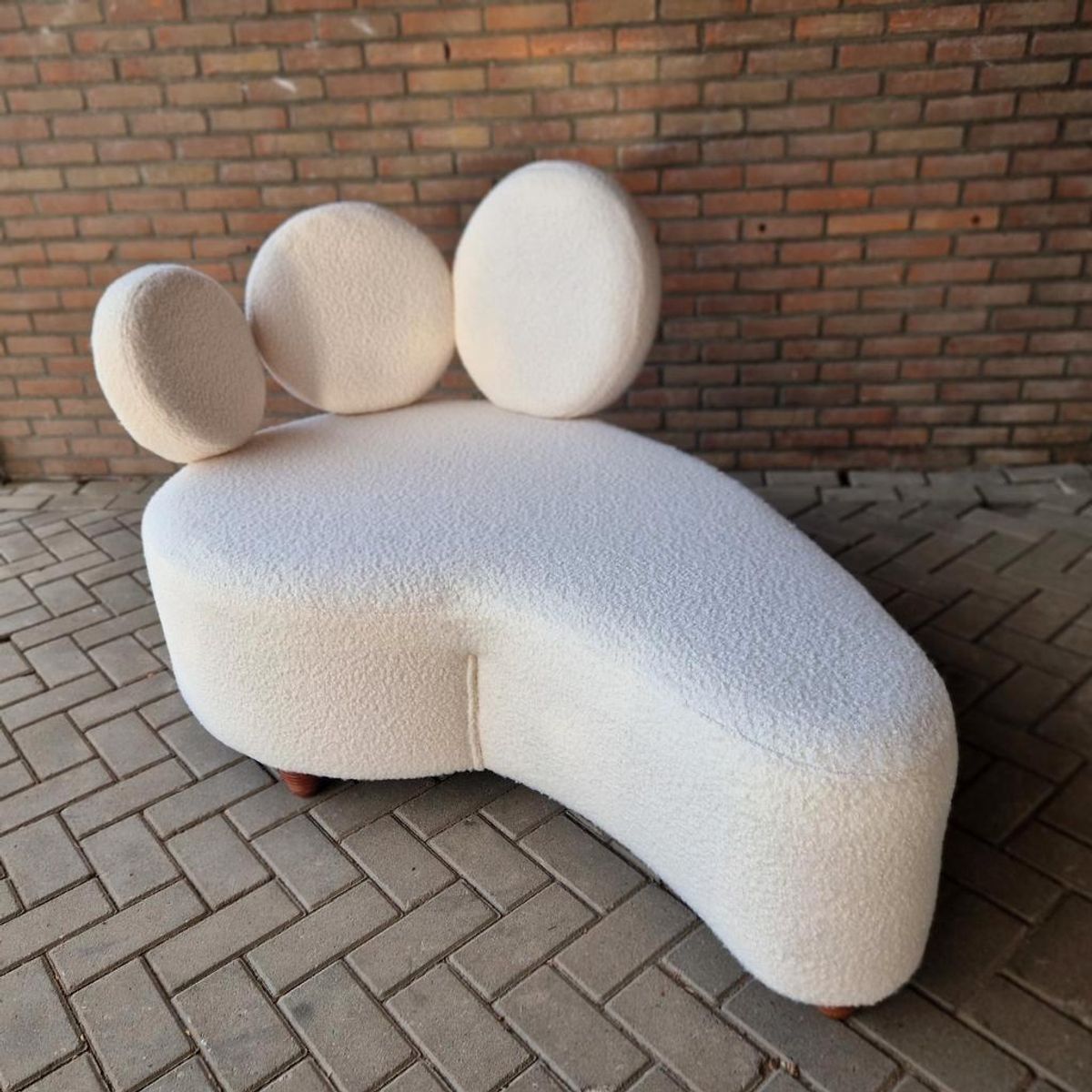 Shaise Longue Bank Nieuw Bekleed Teddy Stof Bank image 11