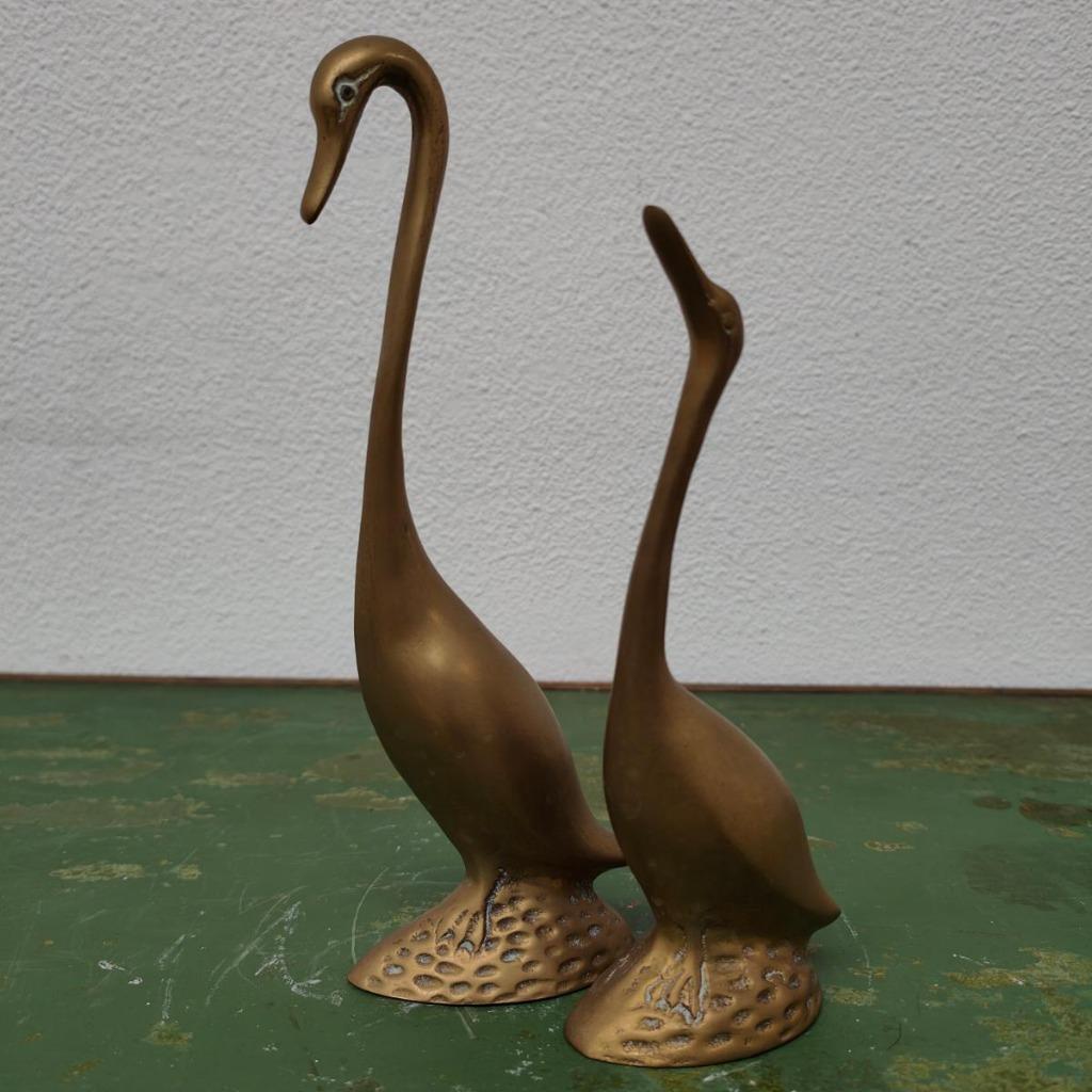 Vintage Messing Beeld Zwanen Of Ganzen, Rosenthal Netter image 2