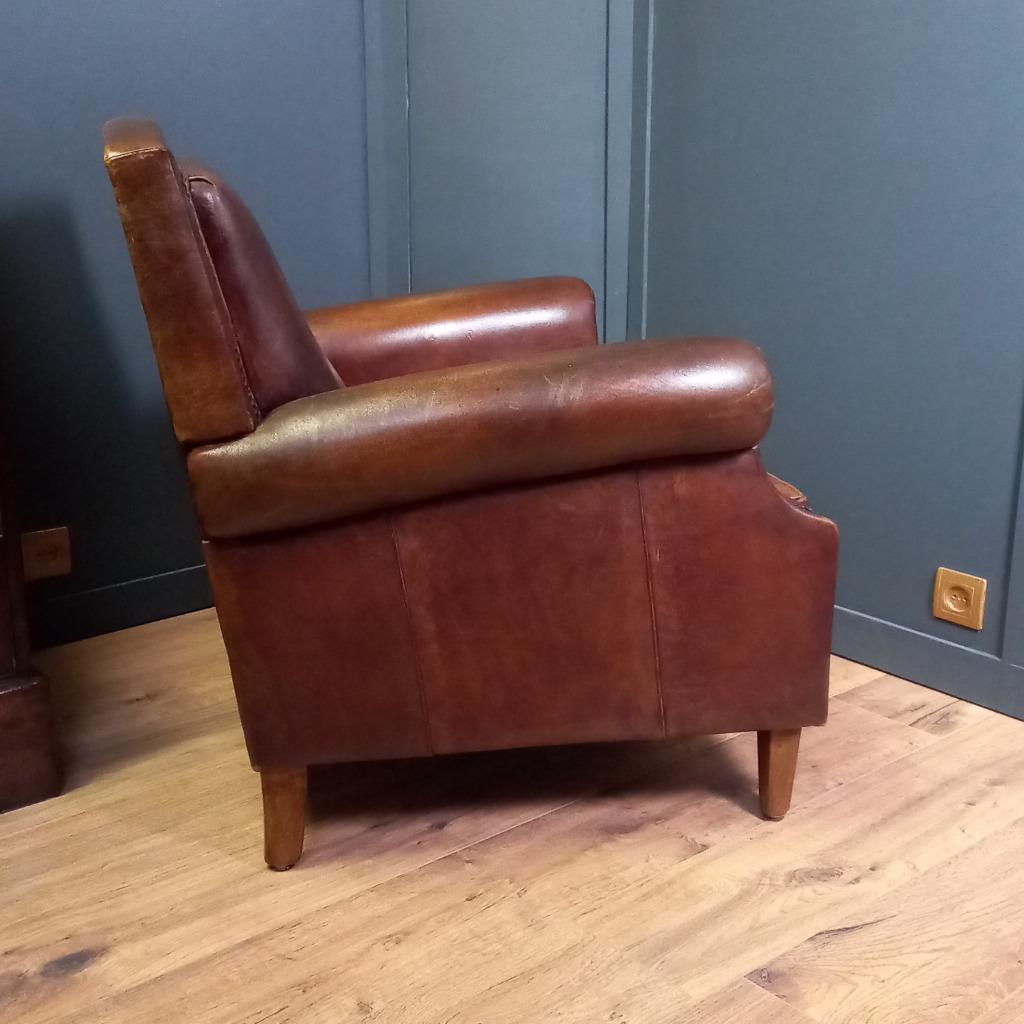 Schapenleren Vintage Clubfauteuil In Art Deco Stijl image 7