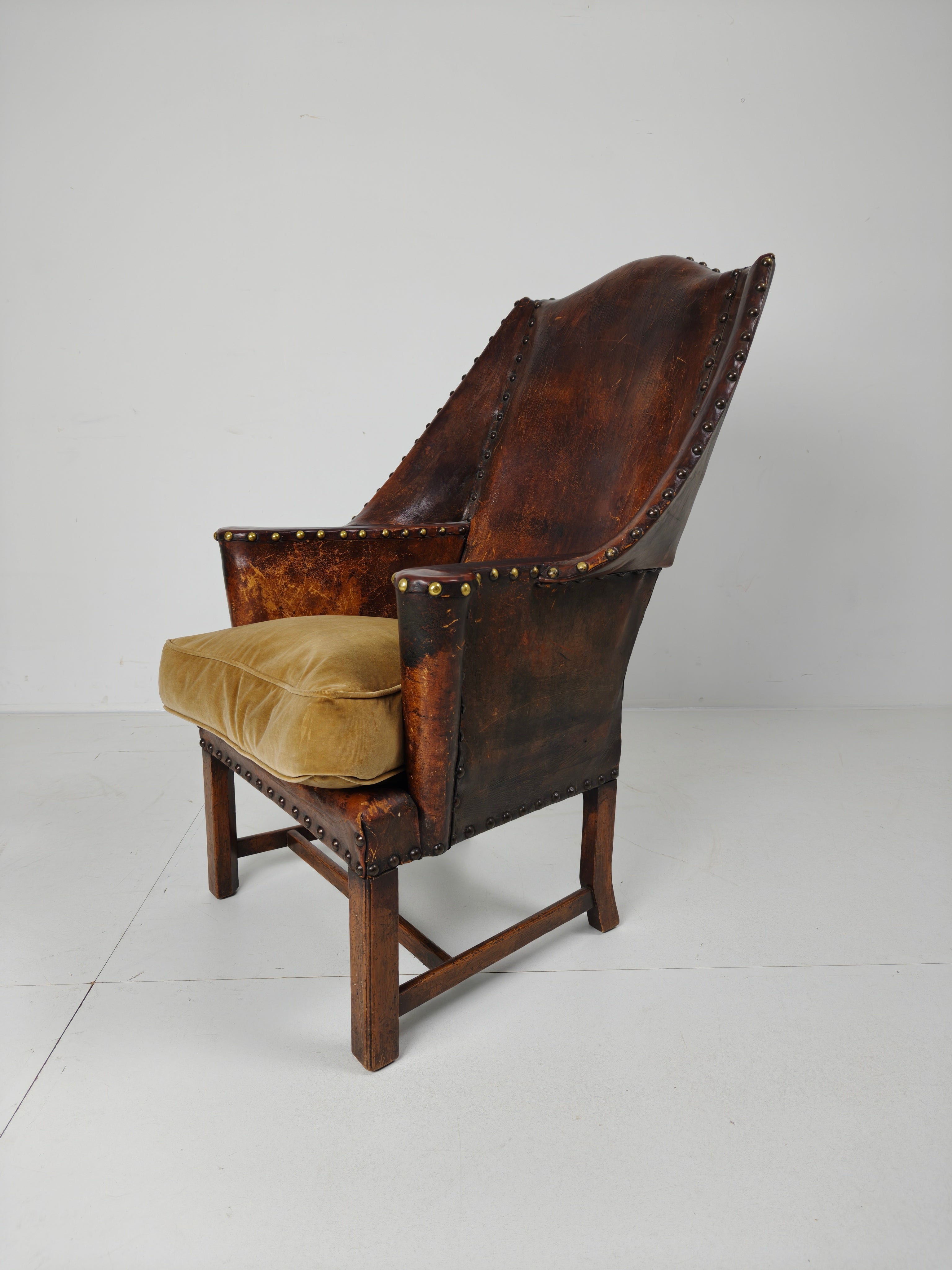 Antieke Leren Armstoel, Engeland Circa 1800 image 8