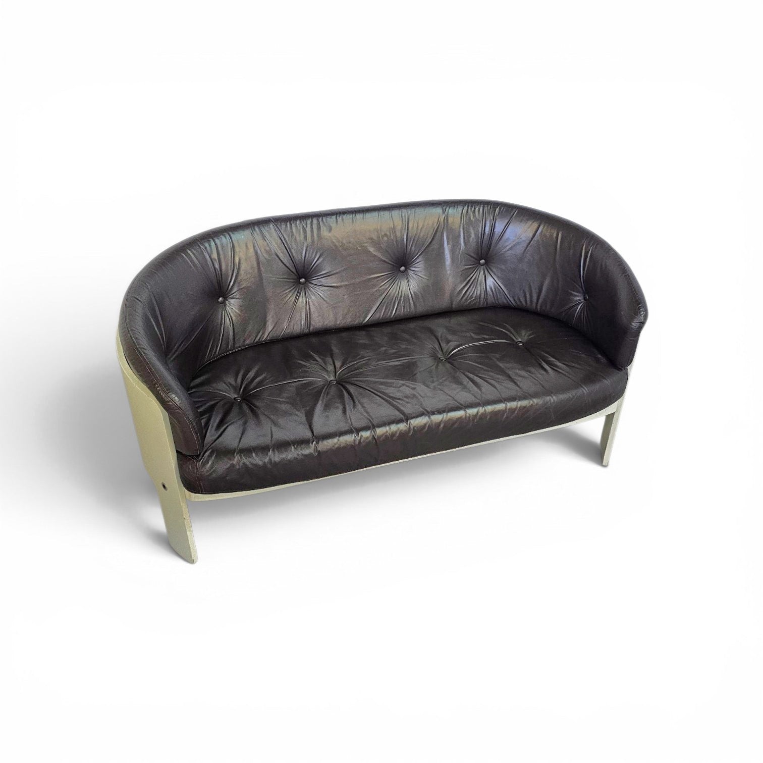Bz49 Sofa By Hans Ell For 't Spectrum / 1970 / Dark Brown Leather image 3
