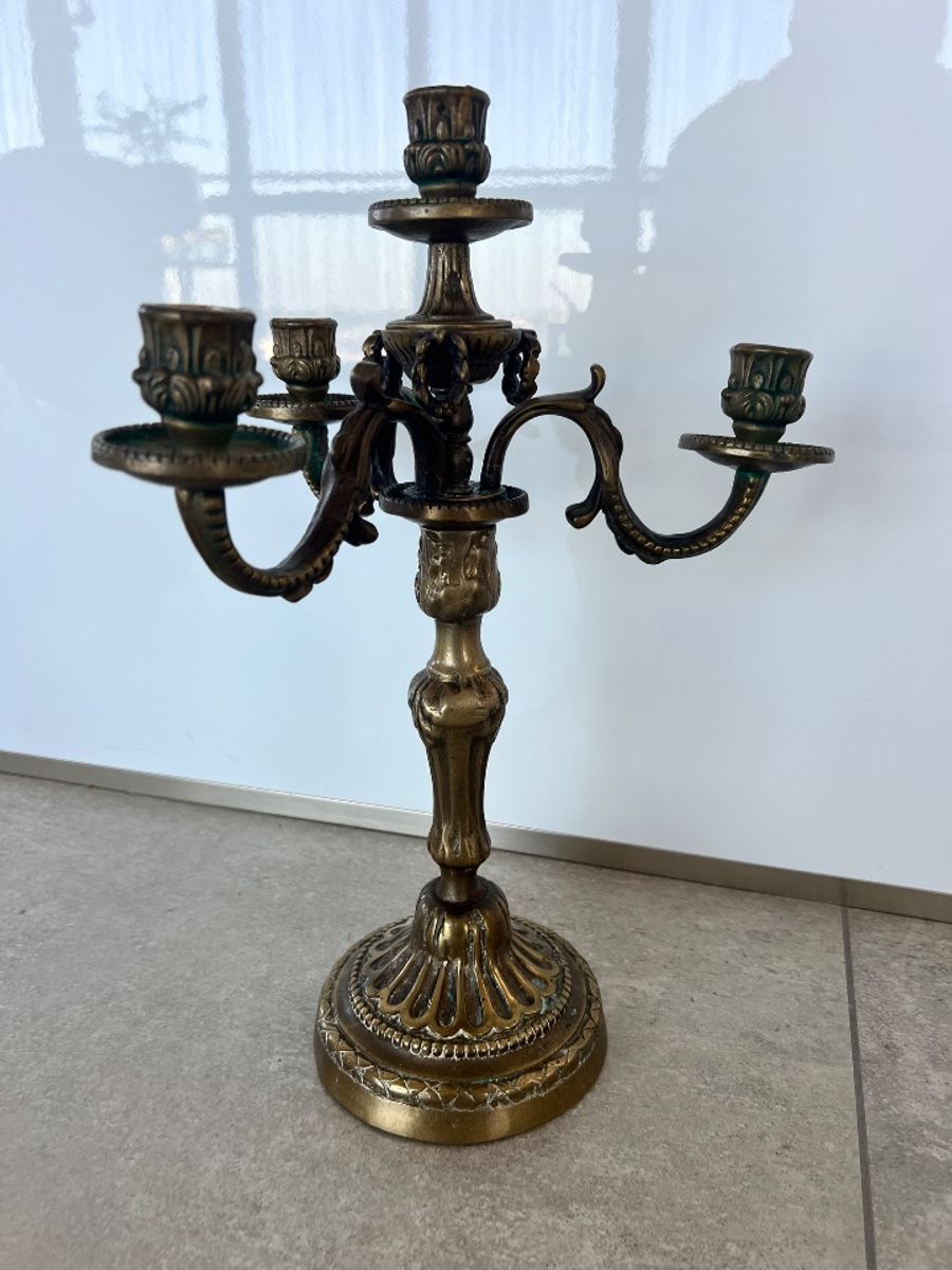 Vintage Koperen Of Bronzen Kandelaar Met 4 Armen image 2
