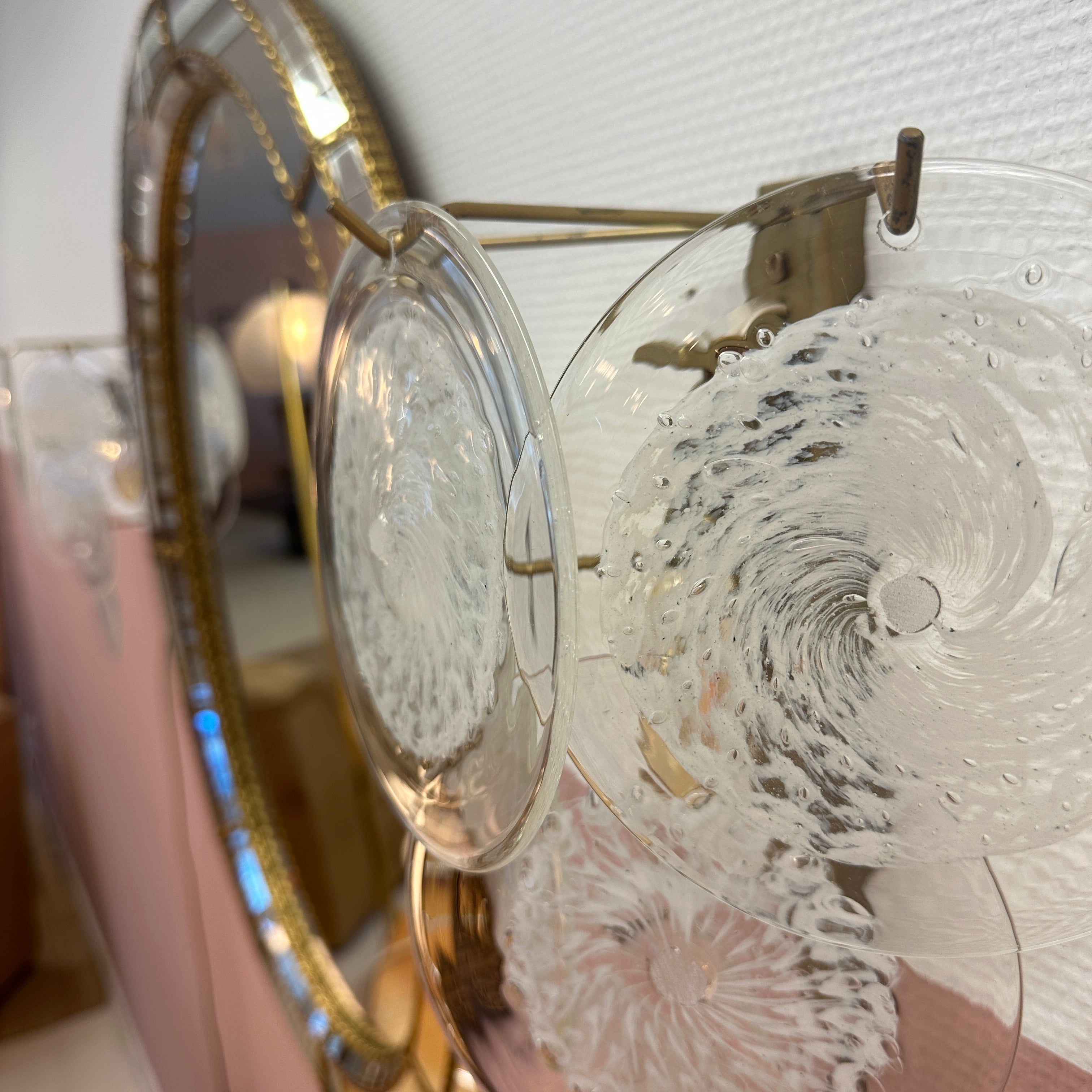 Set 1960 Italian Vistosi Murano Glass Disc Wall Scones image 15