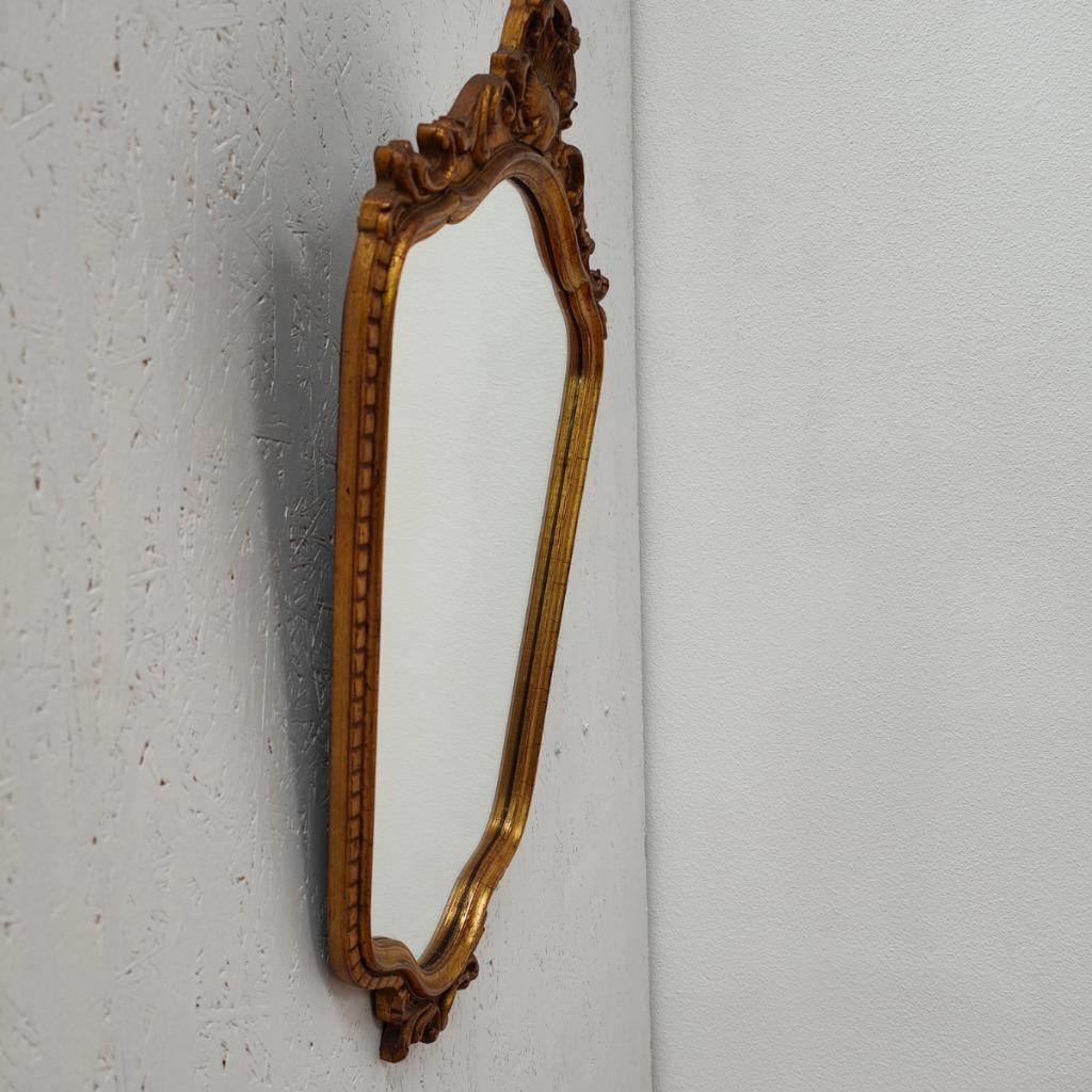 Vintage Goudkleurige Hollywood Regency Barok Rococo Spiegel Kuifspiegel 5 image 5