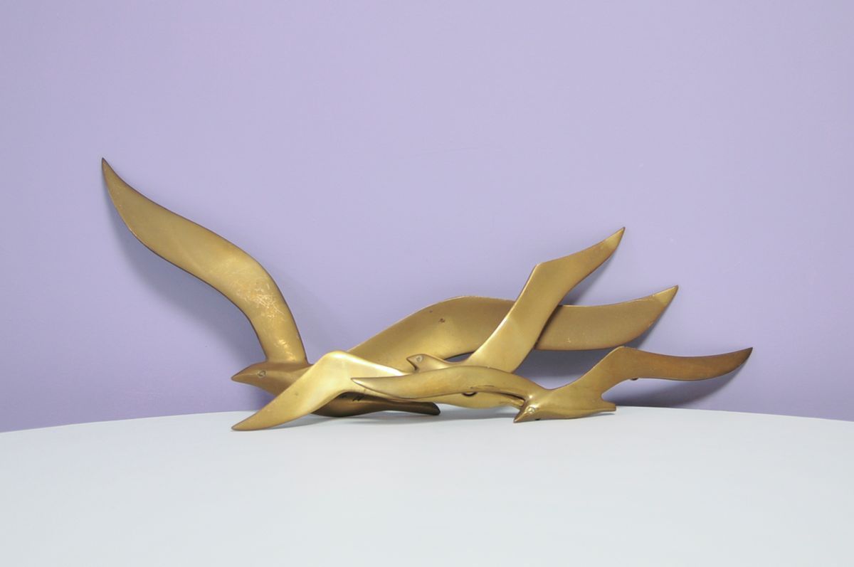 Set X3 Bronzen Gouden Wandvogels image 2