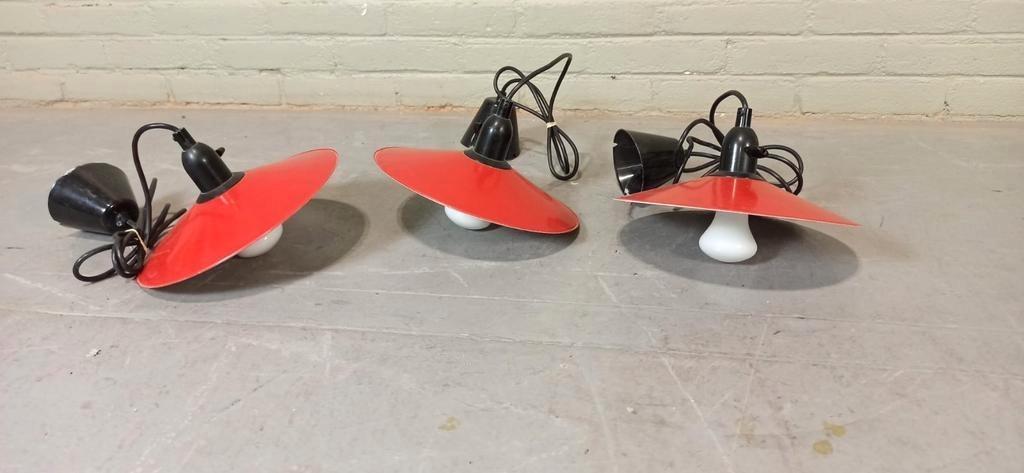 Set Van 3 Rode Hanglampen, Gnosjö Konstsmide, Zweden image 10