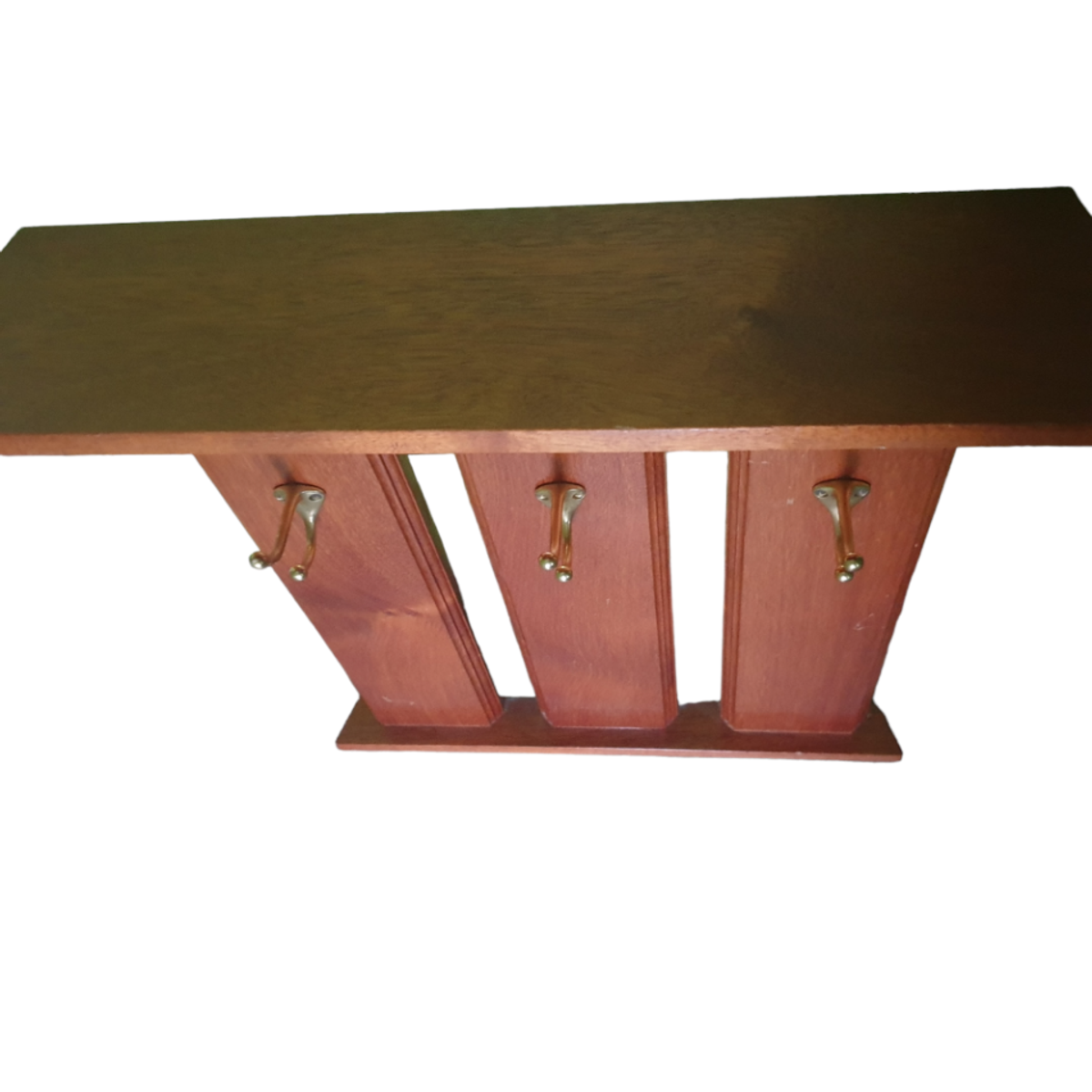 Vintage Teak Houten Kapstok Met Plank Bovenop 3 Haken image 2