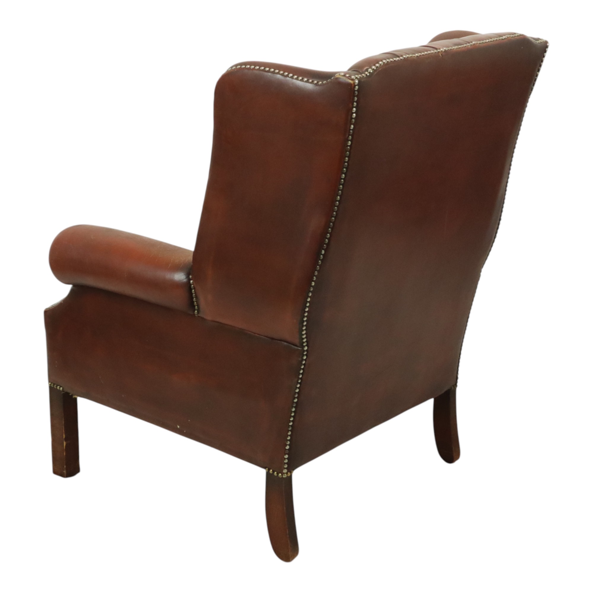 Oude Chesterfield Zetel Bruin Leder Wingchair Oorfauteuil image 10