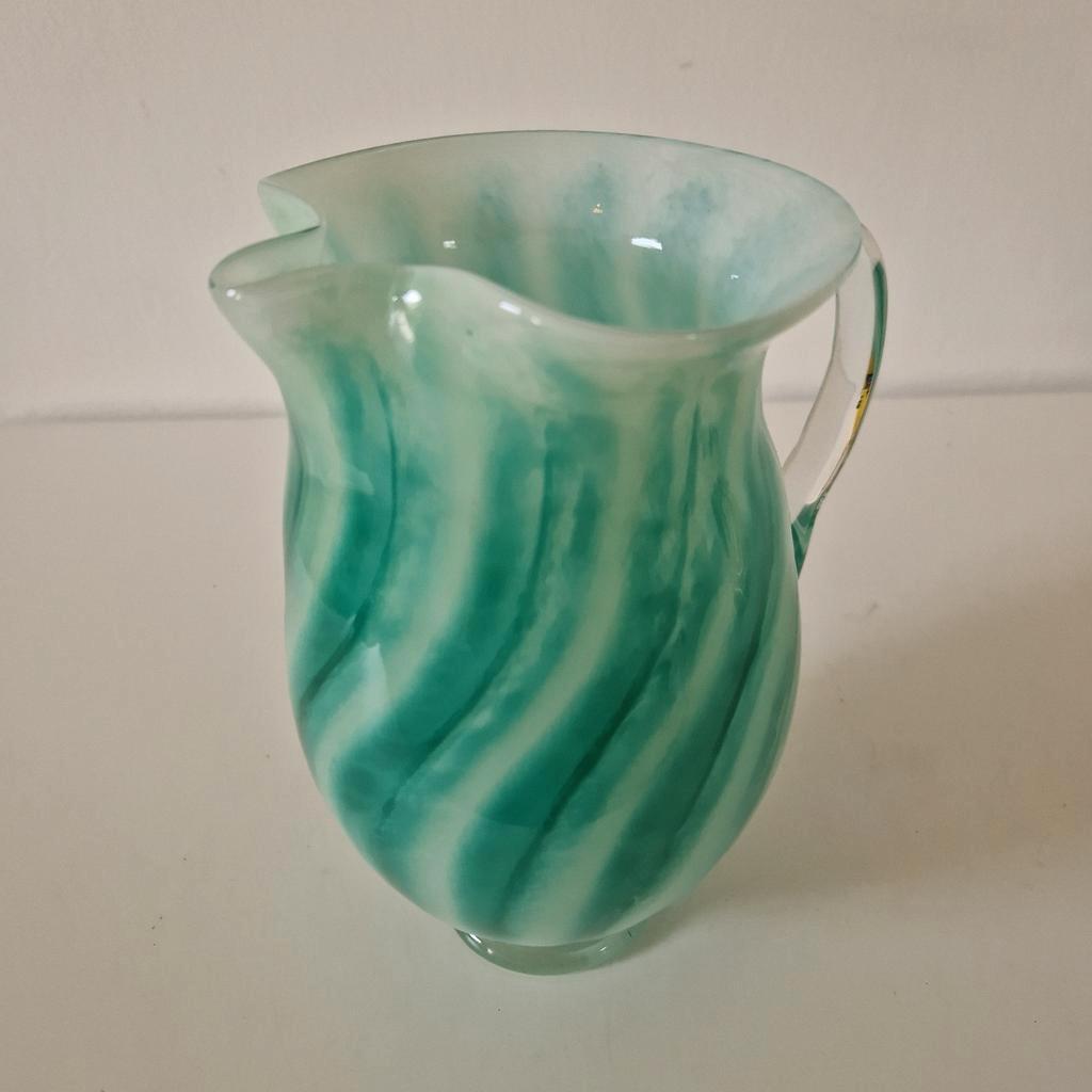 Mondgeblazen Zwirl Mintgroene Vaas Schenkkan Vintage Kan image 5