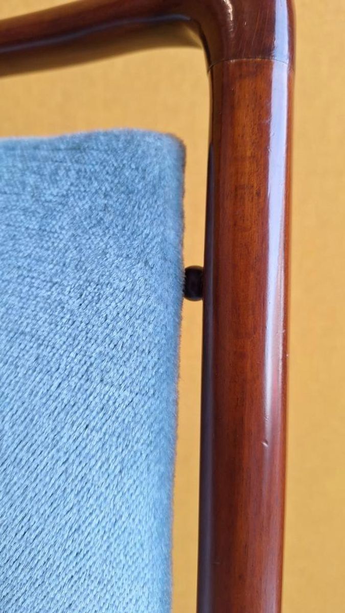 Awa Vintage Dinner Chairs, Teakhouten Stoelen Met Mohair image 7