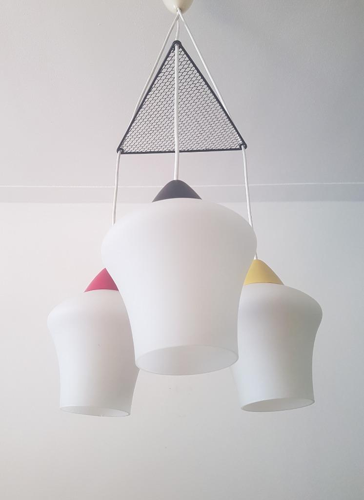 Vintage Jaren '50 Hanglamp In Opaline Glas image 5