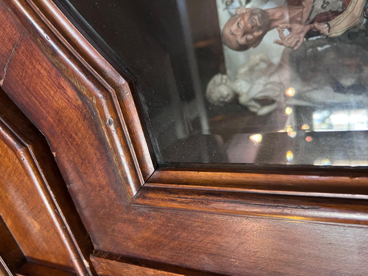 Volledig Uitneembare Antiek Mahonie Franse Vitrinekast Met 1 Deur Facet Geslepen Glas En 1 Lade image 3