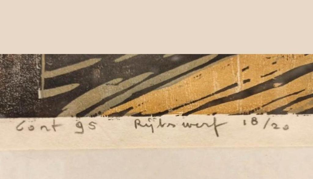 "rijkswerf", Piet Lont, 1995, Houdsnede Op Japans Papier image 5