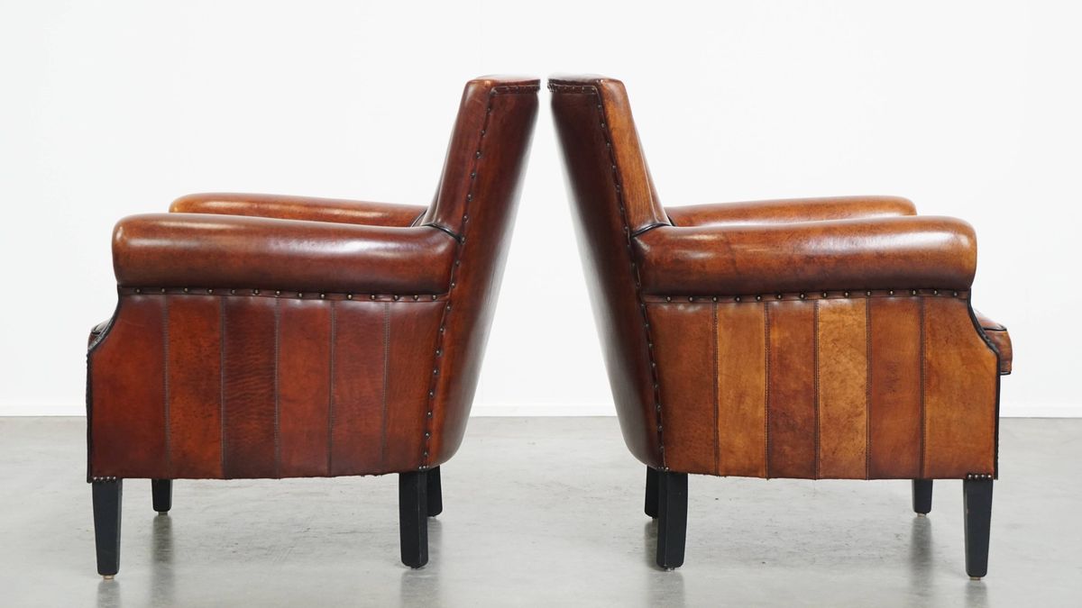 Set Van 2 Zeer Mooie Sierlijke Schapenleren Armchairs Met Een Luxe Afwerking image 4