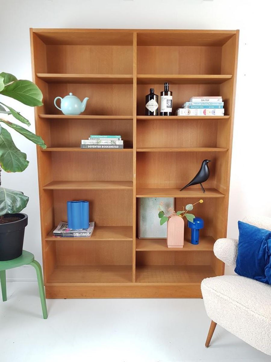 Vintage Grote Eiken Boekenkast Deens | Fineer Oak Danish image 4