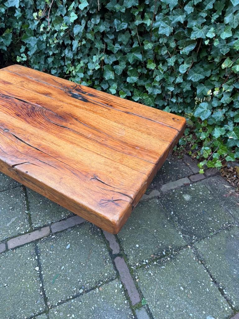 Brutalistische Wabi-Sabi Massief Eiken Salontafel image 7