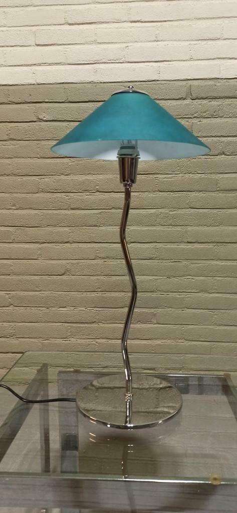 Vintage Frost Glass Tafellamp, Groen/blauw image 11